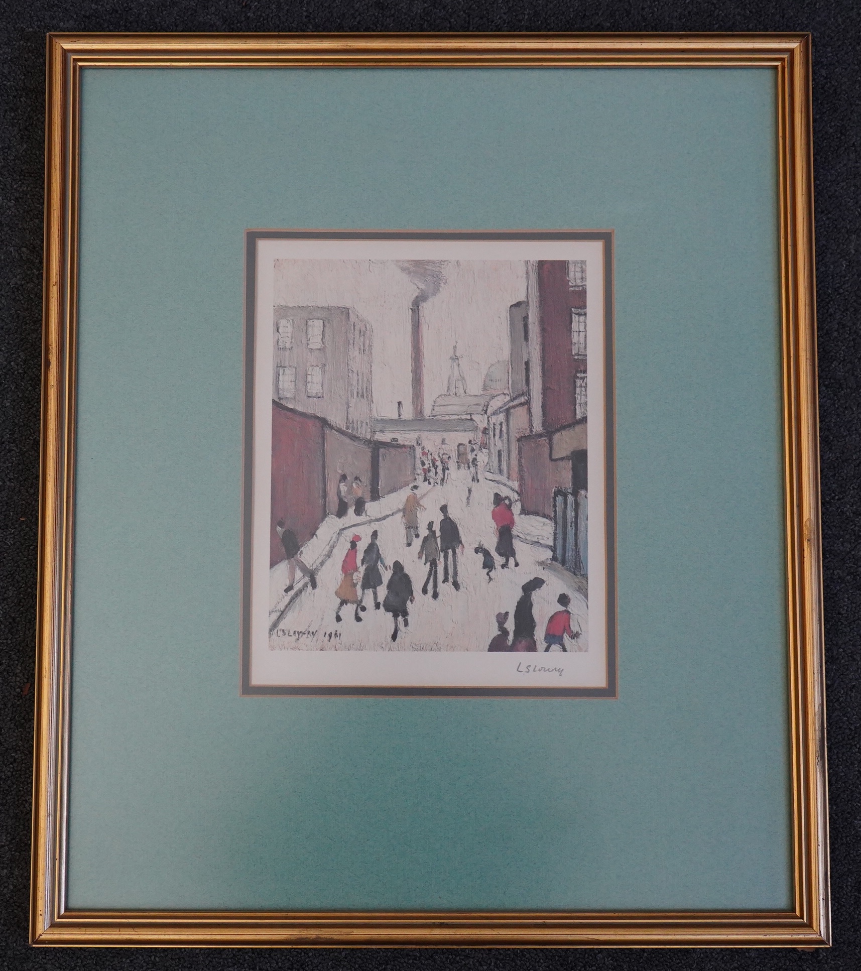 Laurence Stephen Lowry (1887-1976), 'Street Scene near a factory’, offset lithograph, 25.5 x 20cm